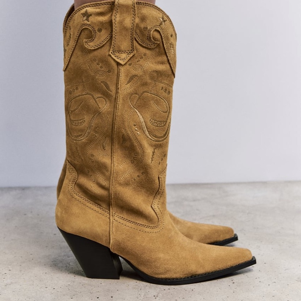Zara suede cowboy boots